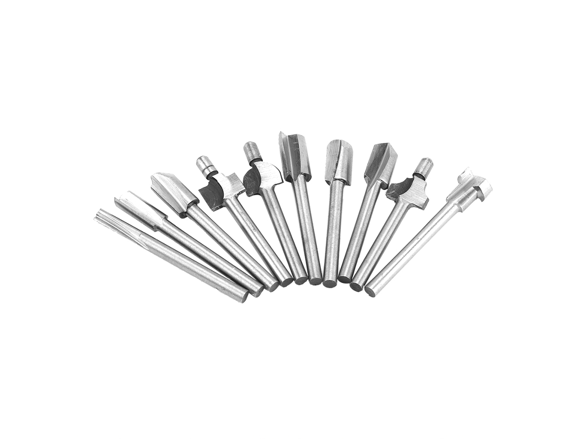 10pcs Conjunto Brocas Fresadora Router 1/8 Polegada Haste Aço Rápido Ferramenta Carpintaria S/MARCA