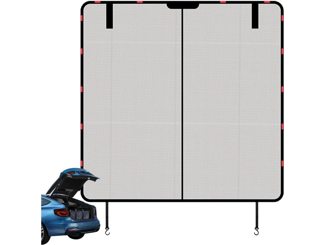Rede de proteção para portas traseiras, cortinas para portas, ventilação e
