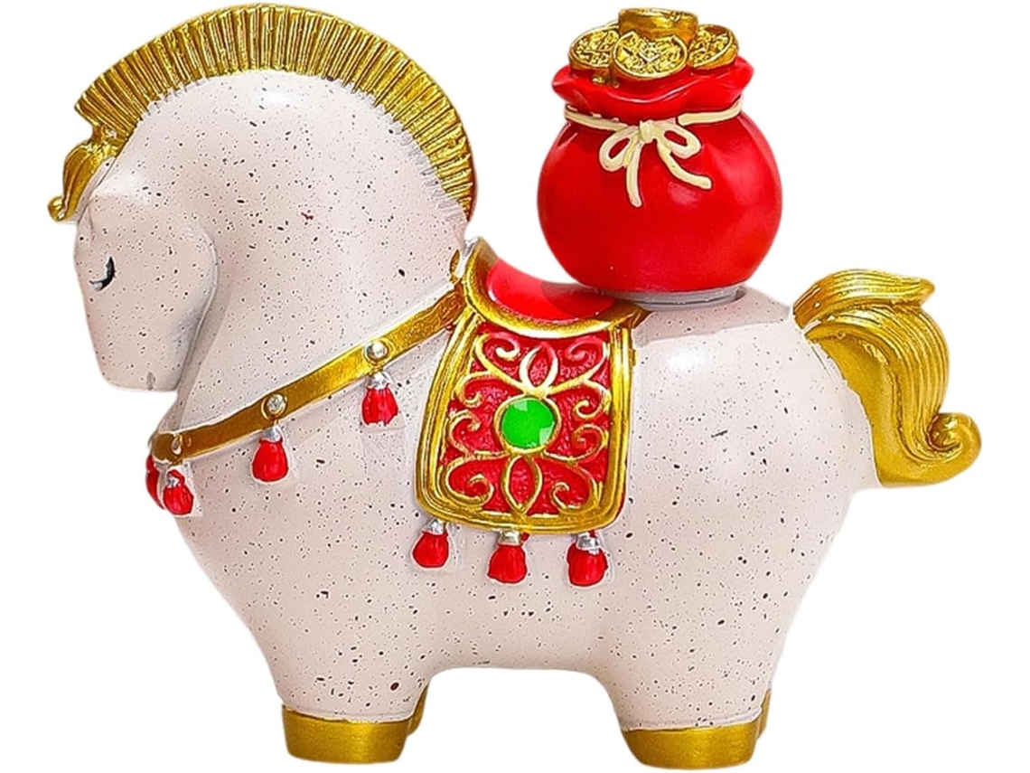 Estatueta Artística De Cavalo Em Resina - Design De Desenho Animado - Decoração Para Casa Que Simboliza