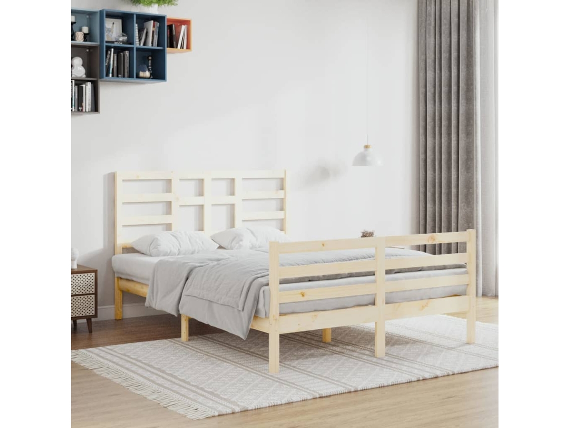 Estrutura De Cama Sem Colchão 140x200 Cm Madeira Maciça