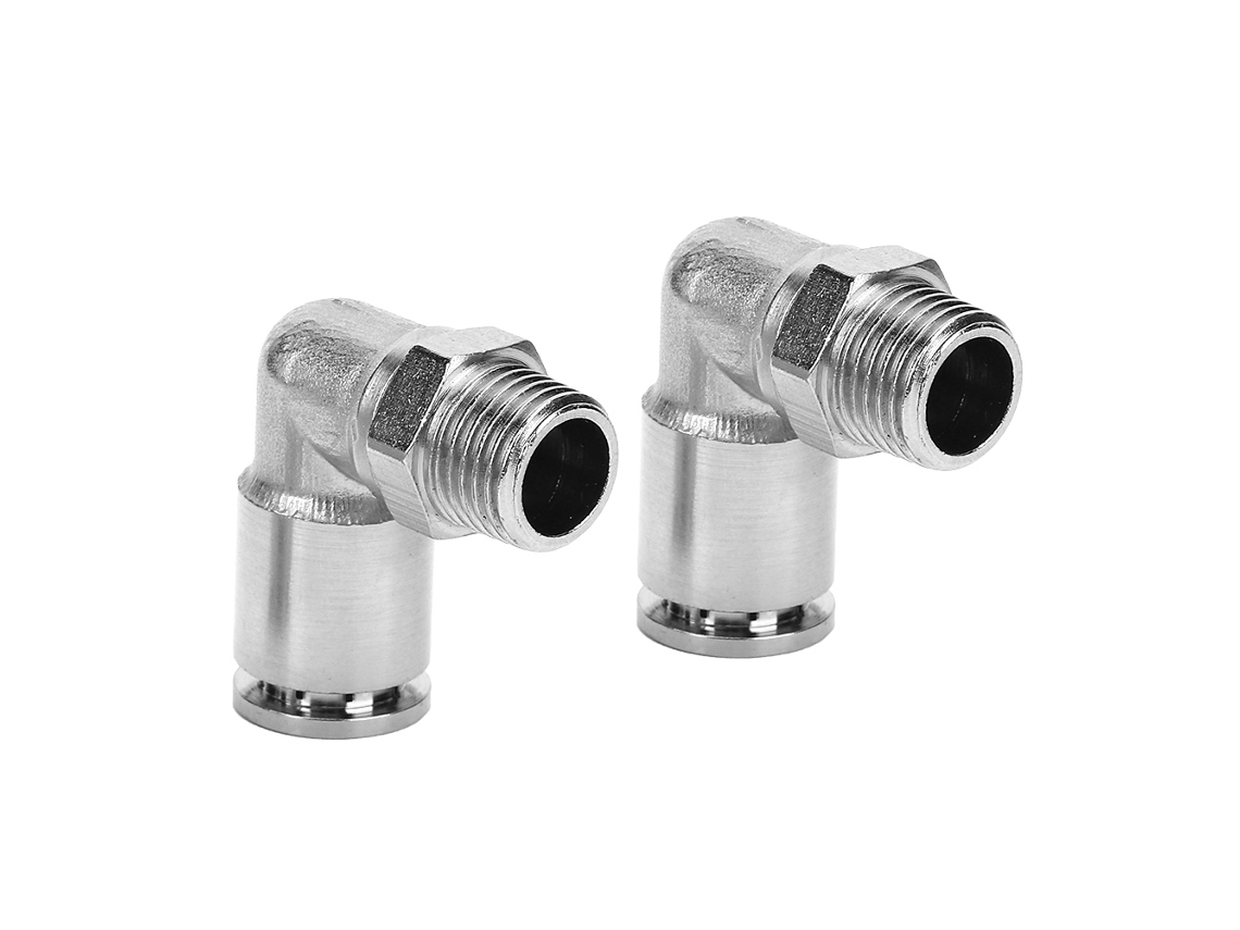 2 Peças Conector Rápido Neumático De Latão Niquelado Ângulo Retto Rosca Bspp (1/2 Polegada)
