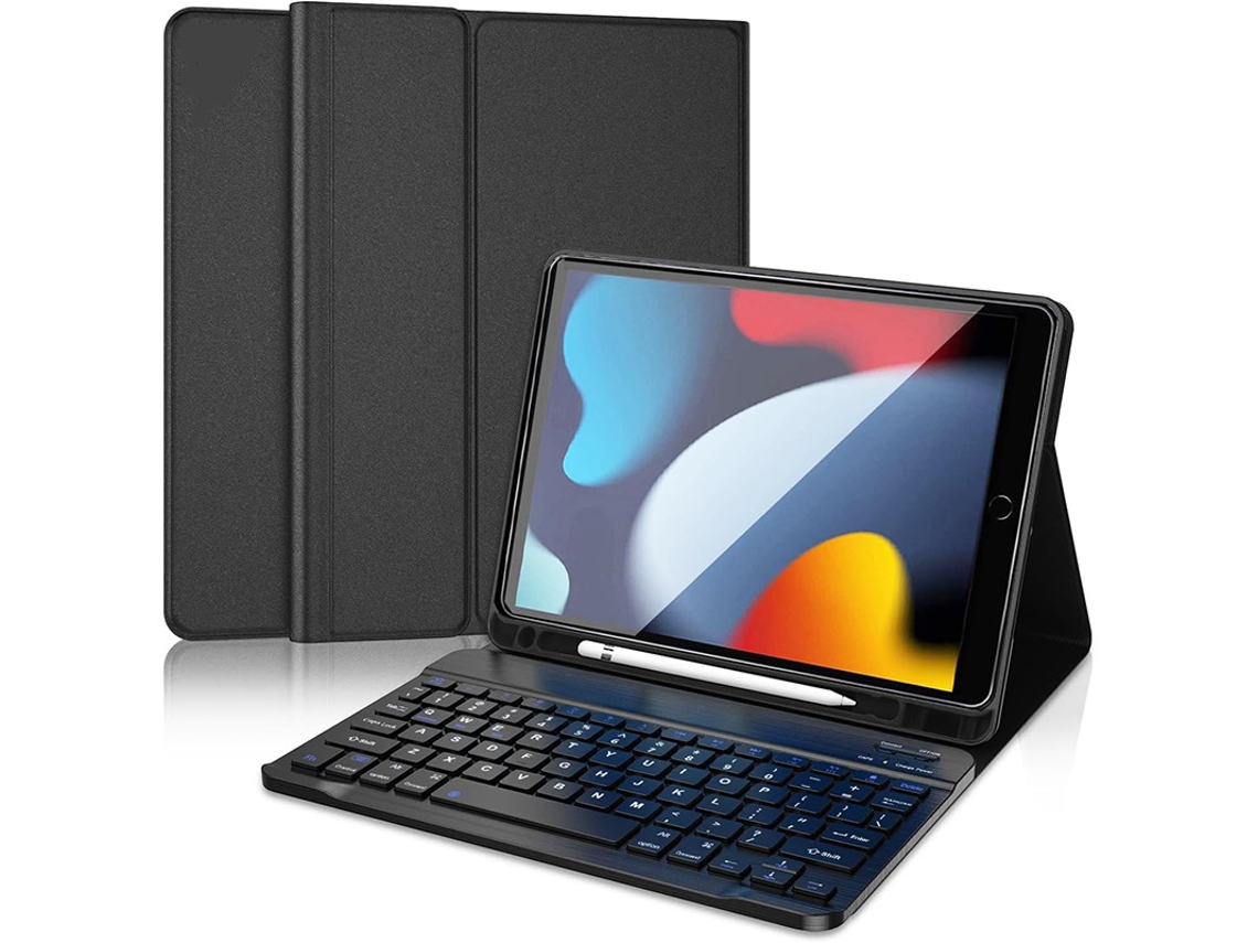 Capa Minimalista Em Couro Preto Teclado Bluetooth Quadrado Totalmente Preto, Ipad De 10ª Geração De 10,9 Polegadas/2022 Yunzii