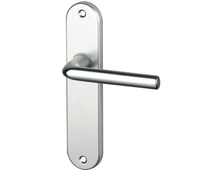 Conjunto De Porta Sofoc Courchevel Alumínio Prata Placa Sem Furo Entraxe 165mm