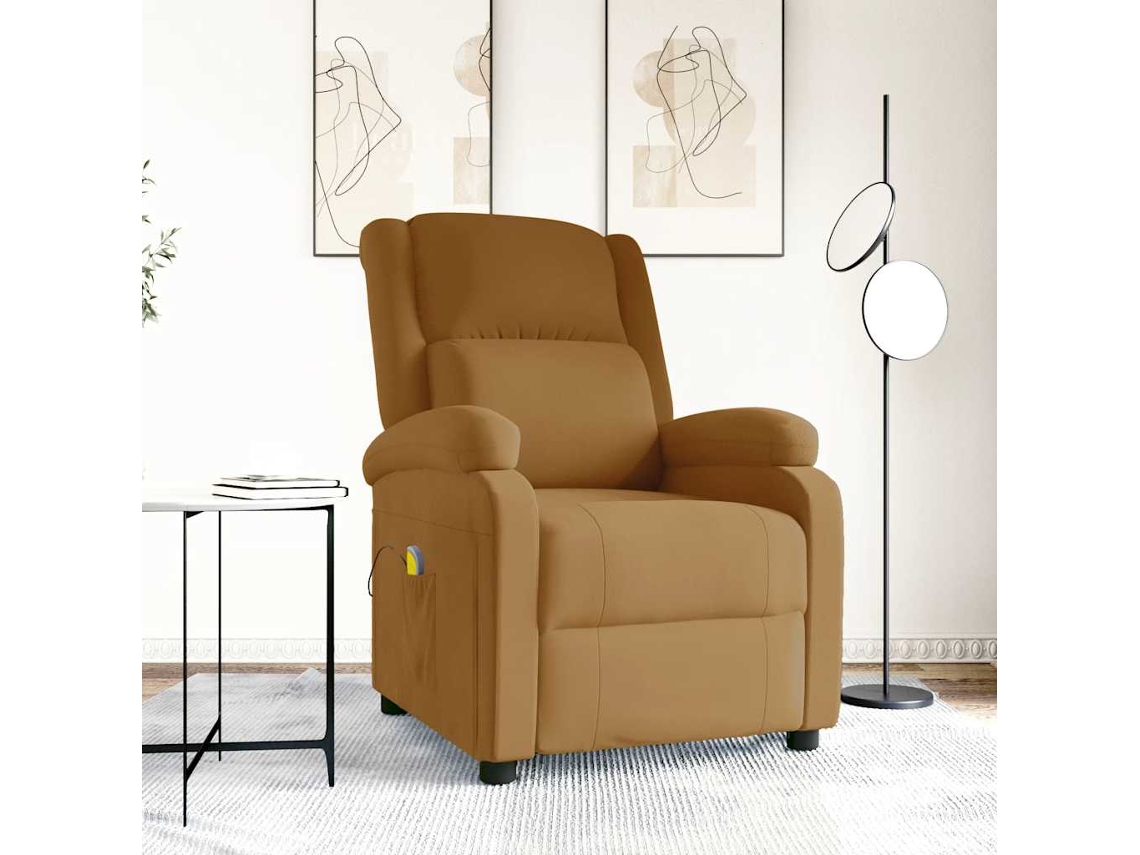 Vidaxl Poltrona De Massagens Veludo Castanho