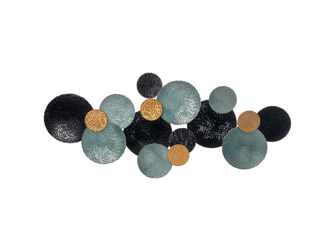 Decoração de Parede 3d com Círculos 121x4x53cm Metal Azul e Preto BTFORUS