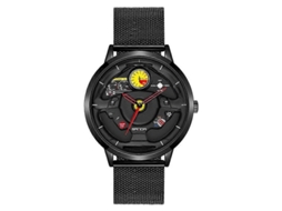 Relógio Sanda 1085 Com Mostrador Vazado Em Formato De Volante, À Prova D'água, Quartzo, Estilo: Pulseira De Malha.