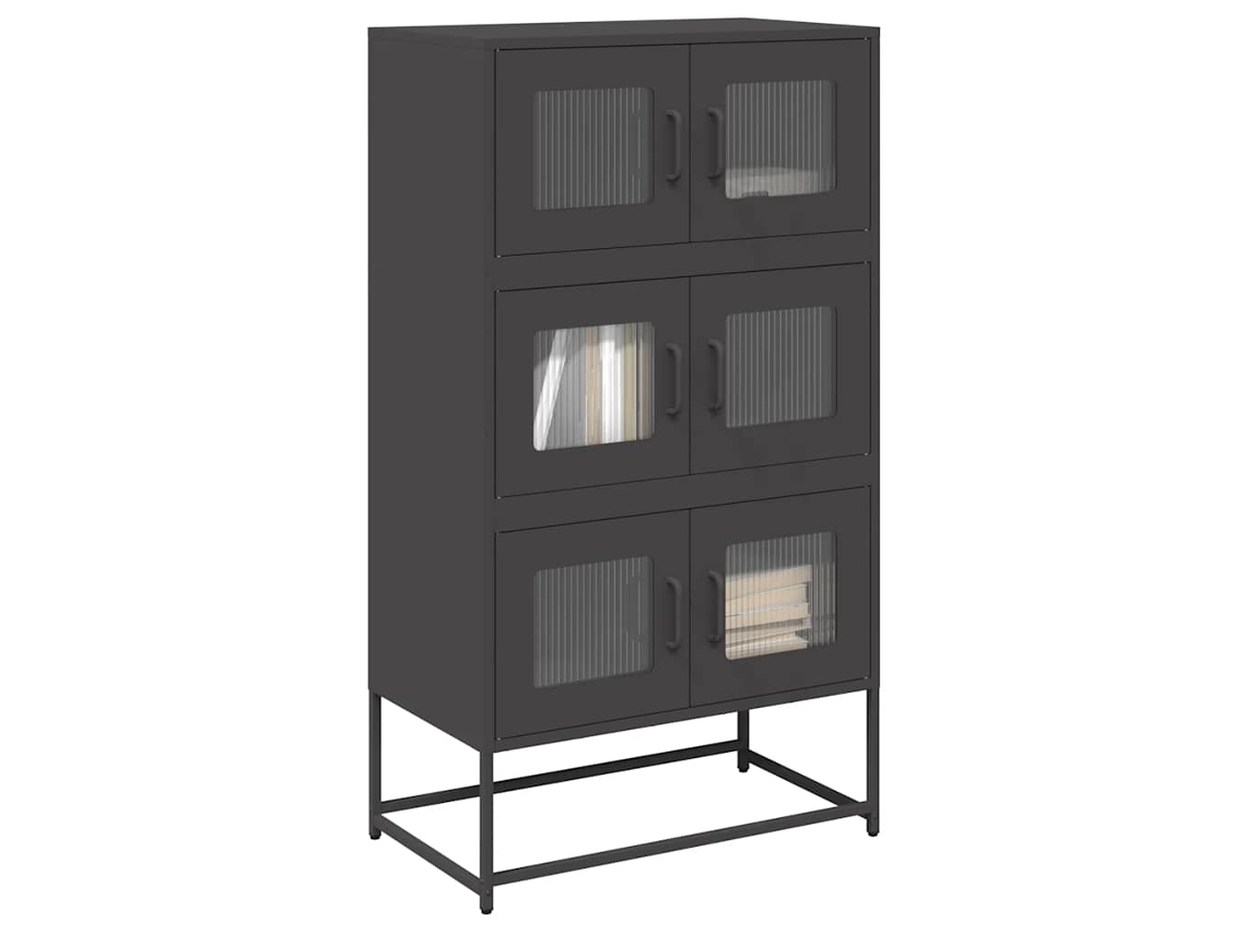 Vidaxl Aparador Alto 68x39x123 Cm Aço Preto
