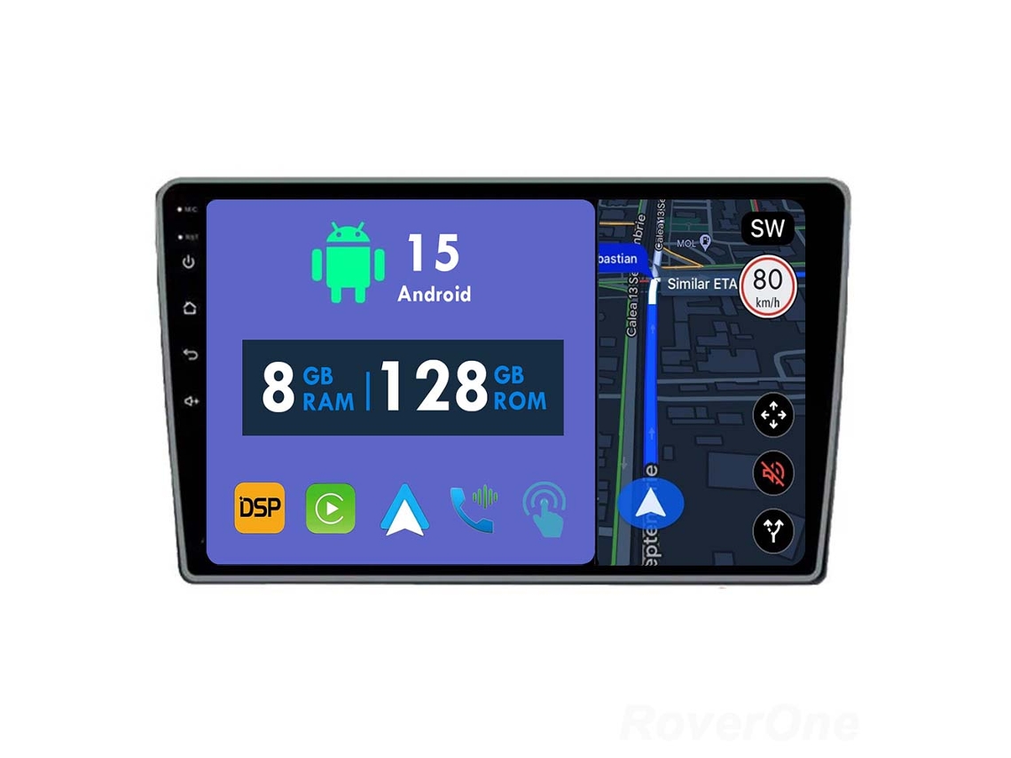 Auto Rádio Carro Bluetooth Autoradio 8GB RAM 128G ROM CarPlay Navegação GPS Ecrã Táctil RoverOne para Citroen C3-XR C3XR 2019-2020  