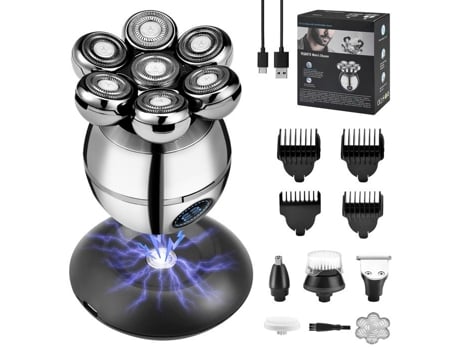 Rasouradores Elétricos Para Homens, 6 Em 1 Aparadores De Cabelo Com Cabeças Rotativas 7d, Aparador De Barba À Prova Dágua, Aparelho Para Cabeça Calva