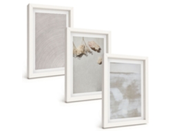 Galeria De Pinturas Murais Pedras De Areia, Textura Boho Moldura Branca Fotos Para O Escritório Espelharte (3 Peças 20x30 Cm)