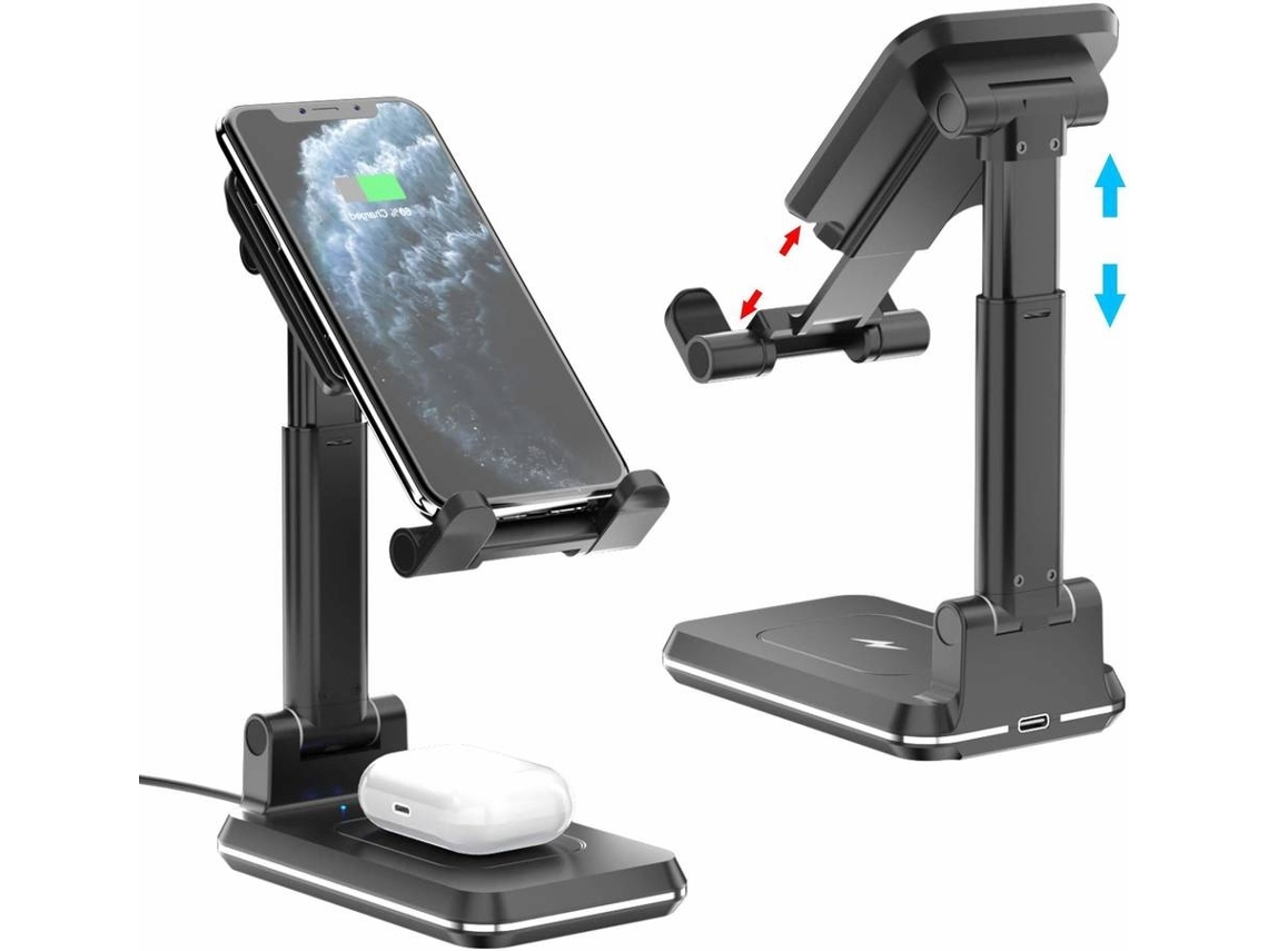 Carregador Duplo Sem Dobrável para iPhone Xr/Xs/SE/8/11 Pro Max YIZHOOD Seda Preto