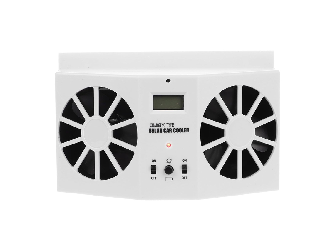 Exaustor para carro movido a energia solar em ABS branco para feiras e sistemas.