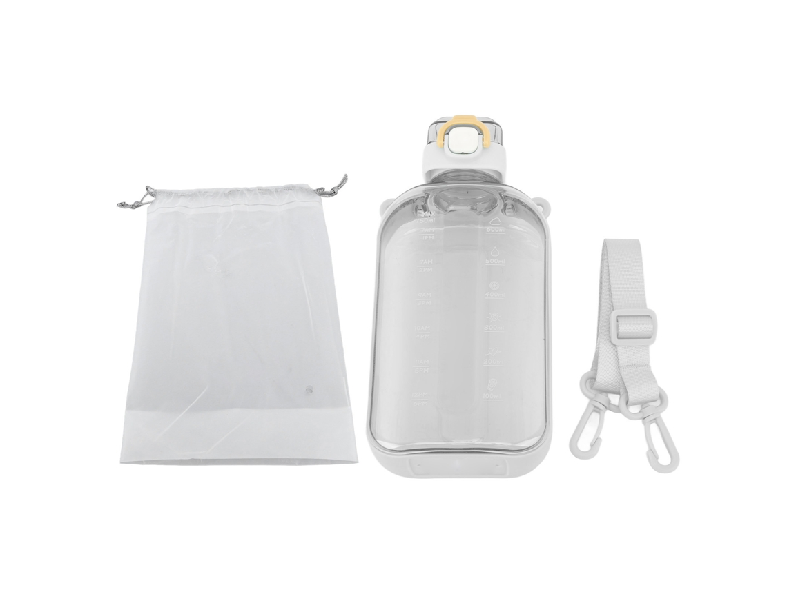 Mali garrafa de Água Motivacional 750ml 25oz com Marcador de Tempo e Cinto de Ombro Branca