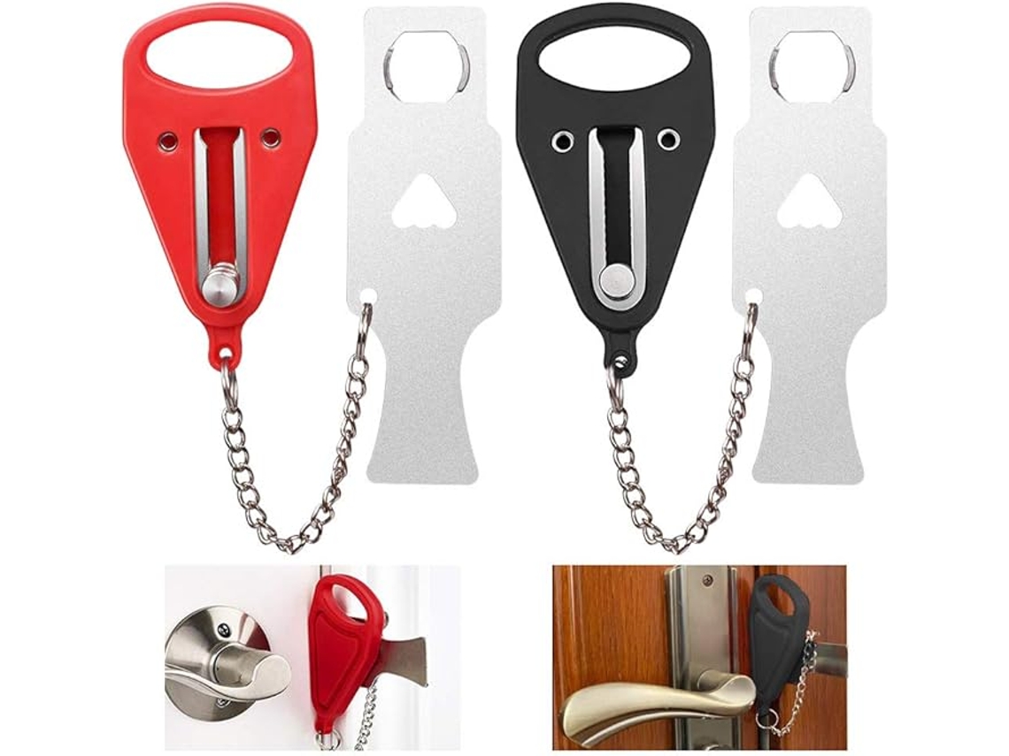 Vermelho E Preto, 2 Peças De Fechadura De Porta Portátil, Fechadura De Segurança Durável Com Aquaforge