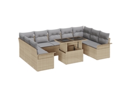 Conjunto 10 Conjunto De Jantar Para Exterior Vidaxl Bege Vime Pe (100 X 55 X 73 Cm)