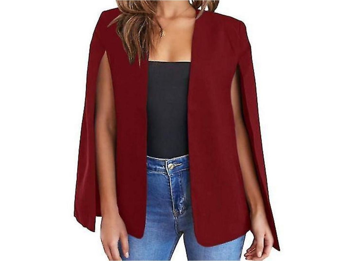 2026 jaqueta Casual Feminina com Manga Dividida e Gola Chal para Trabalho e Ocasiões Formais Fyg XL Vermelho