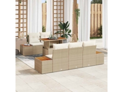Vidaxl Conjunto De Sofá De Jardim 6 Unid. Bege Rattan Sintético