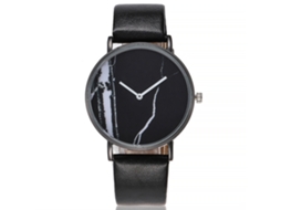 Reloj De Cuarzo Unisex Con Dial Redondo Y Correa De Pu Patrón Marmol Vansvar Negro