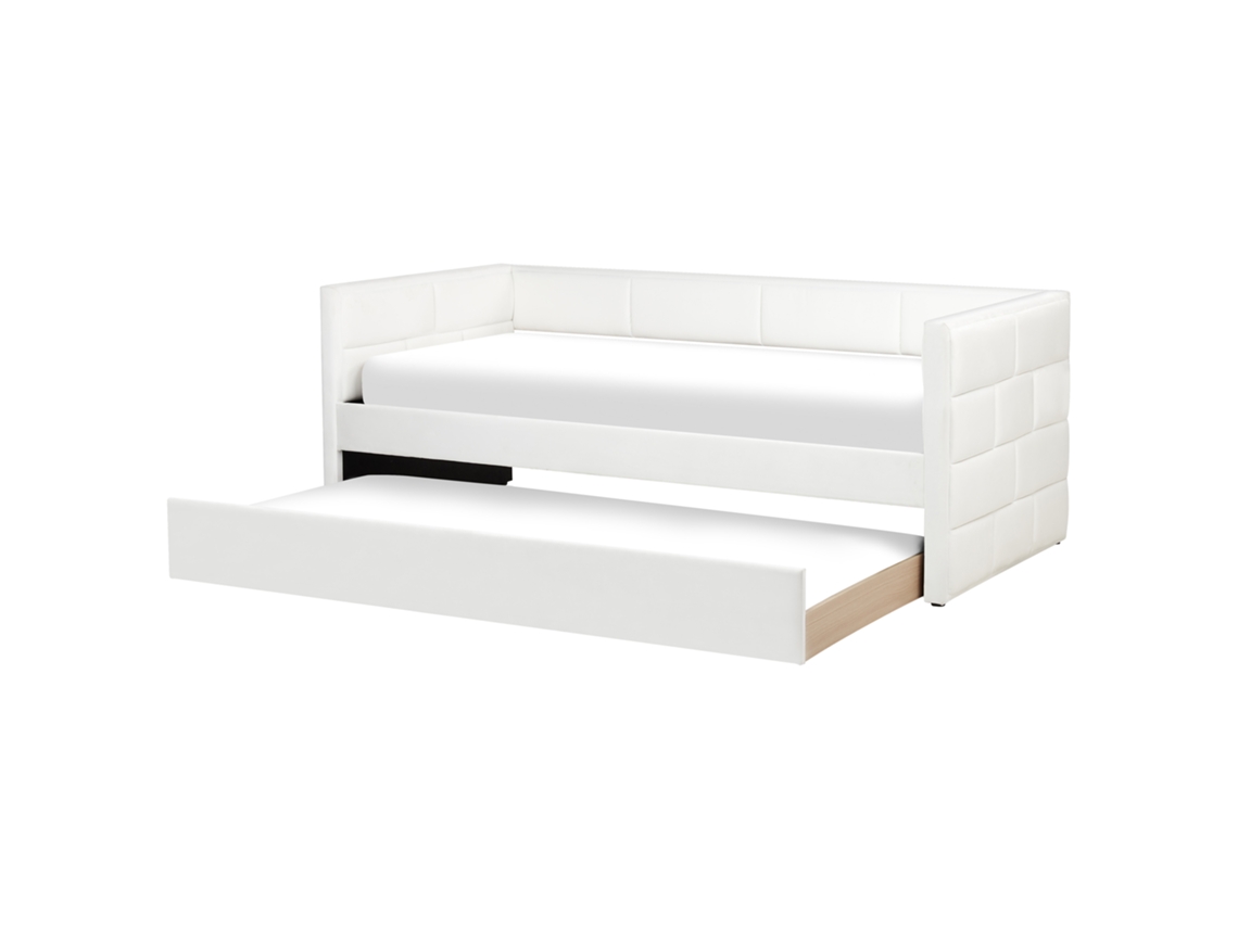 Cama Nido Beliani Chavonne Ii De Terciopelo Blanco 192x218x80