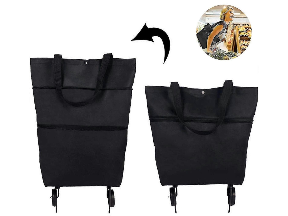 Carrinho de Compras Dobrável, Bolsa Dobrável Dois Estágios com Rodas Dobr Ável para Frutas, Legumes, Co GOKOCO