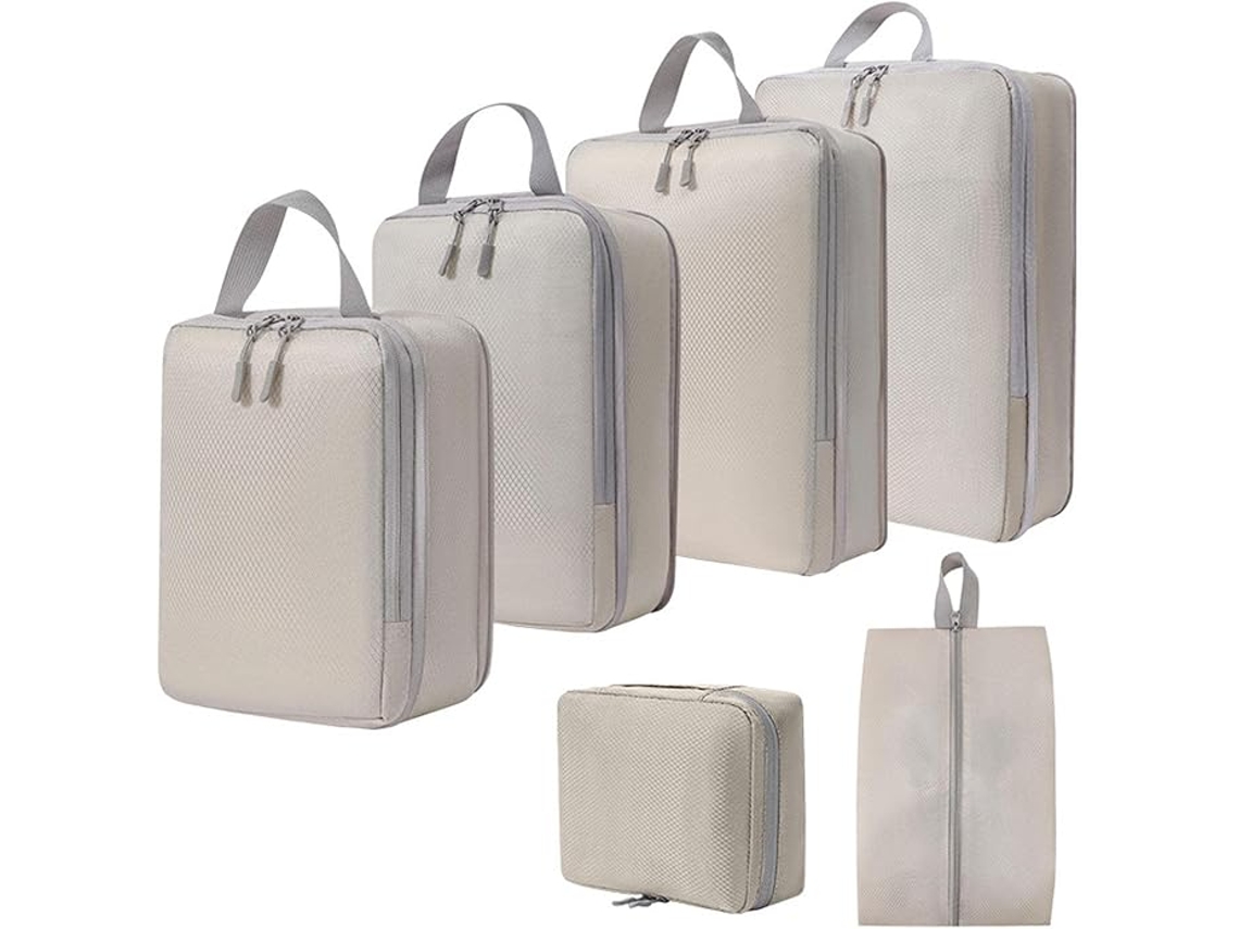 Conjunto de 6 Organizadores de Bagagem com Compressão AQUAFORGE, respiráveis para viagem