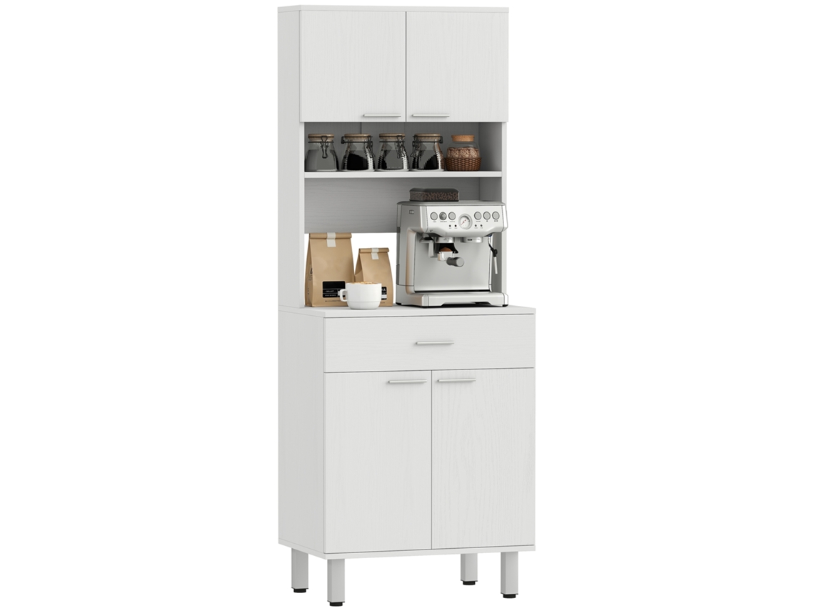 Aparador alto de cozinha ZENCORE SERVICES, clássico, 2 armários, 1 prateleira, branco, 60x40x160cm
