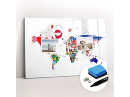 Quadro Magnético Decorativo Mapa De Bandeiras Nacionais Para A Cozinha Espelharte (60x40 Cm)