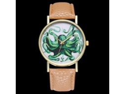Relógio De Pulsera De Quartzo Com Pulseira De Couro Pu Ilustração Moderna Zhoulianfa (bege) Unissex