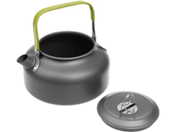Chaleira Camping 0,8l Verde Cinza Com Alça De Silicone