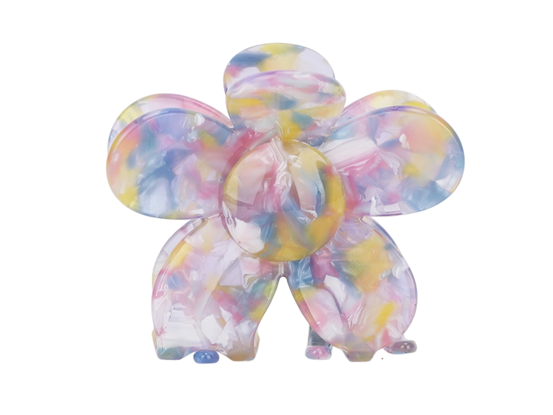 Grampo De Cabelo Floral Em Plástico Acetato Colorido Azul Para Mulheres E Meninas Claw Clip Acessório De Cabelo