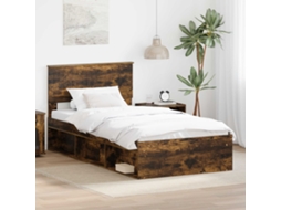 Vidaxl Estrutura da Cama com Cabeceira Carvalho Defumado 100 X 200 Cm