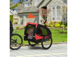 Reboque , Atrelado-veículo De Bicicleta Dobrável P/ Caninos Resistente À Água, Tecido Oxford, Metal, 140 X 71 X 83 Cm, Vermelho