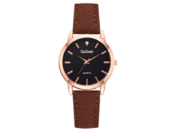 Relógio Feminino de Quartzo com Mostrador Redondo Estilo Casual Pulseira Marrom