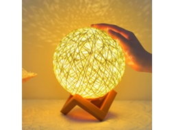 Luminária De Mesa Led Dimerizável Herchr, Em Madeira E Rattan, Com Cabo Usb, Luz Noturna Monocromática Para Quarto