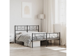 Vidaxl Estrutura de Cama com Cabeceira e Pés 140x200 Cm Metal Preto