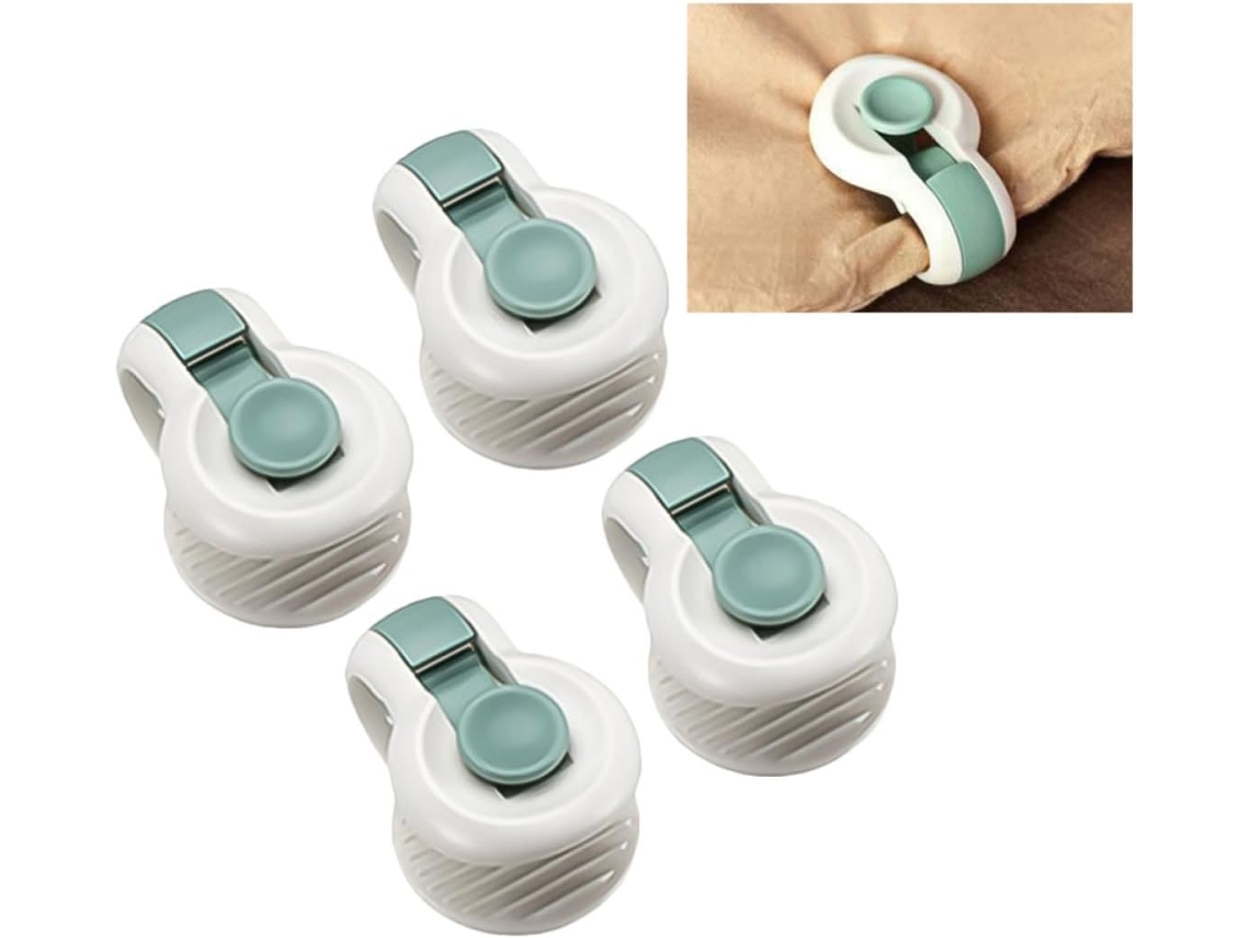 Conjunto De 6 Prendedores Lençol Em Abs Verde, Antiderrapantes, Ideais Para Segurar Edredons E Toalhas De Mesa Fáceis