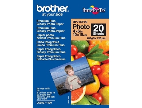 Papel Fotográfico BROTHER Glossy10x15 — Papel Fotográfico / Nº Folhas: 20 / 260 g