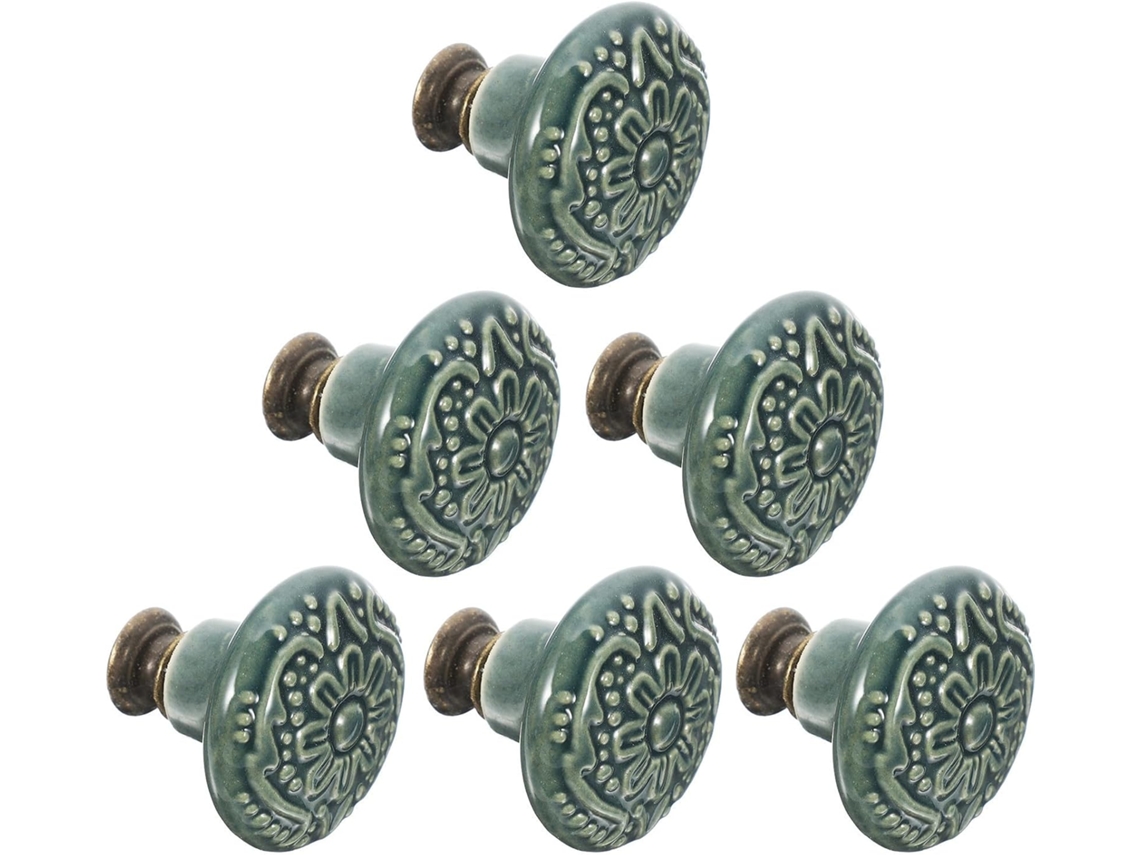 Conjunto De 6 Puxadores De Cerâmica Verde-claro Para Móveis, Ideais Para Cômodas E Gavetas.