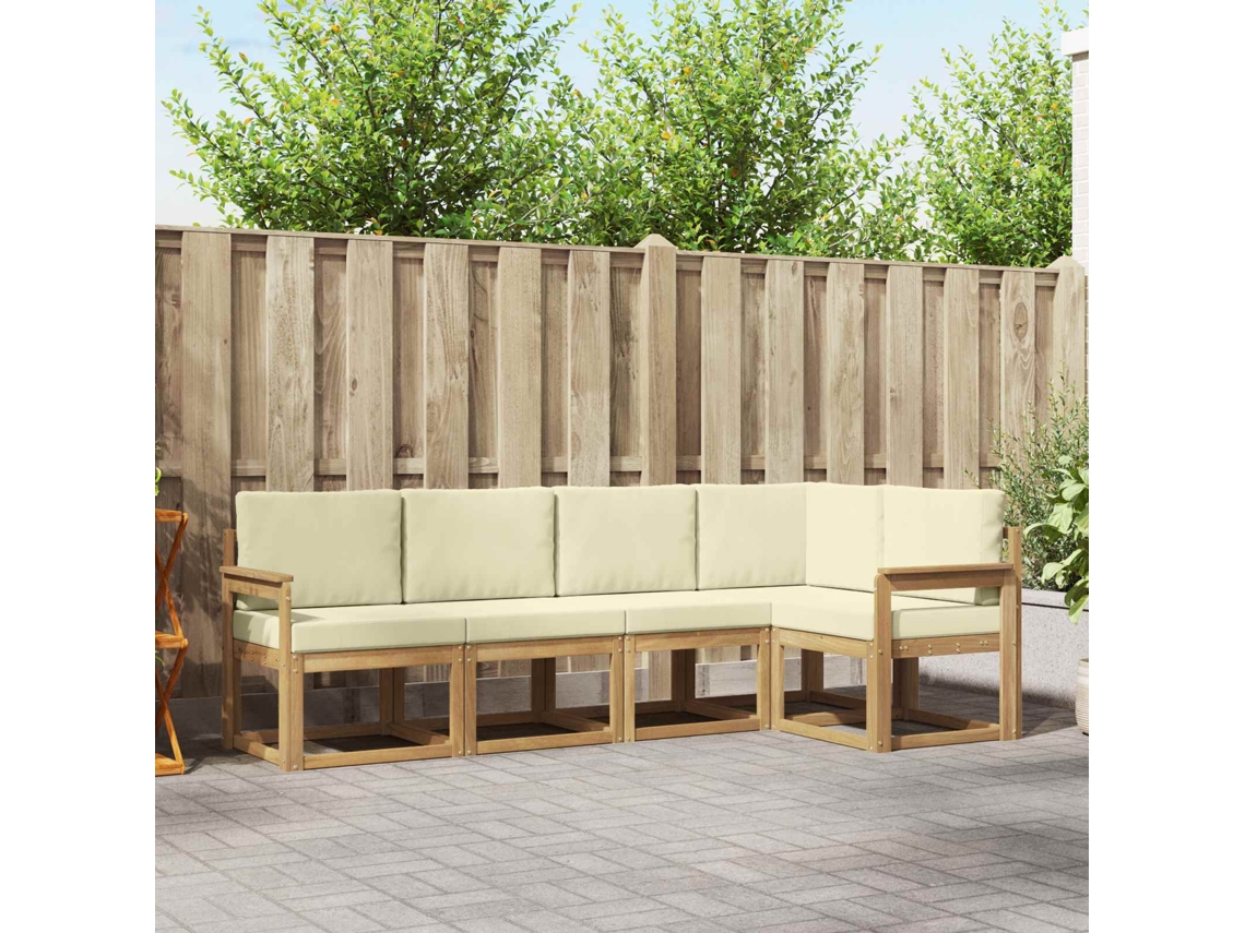 Vidaxl Conjunto De Sofás Para Exterior 5 Pcs Branco E Creme