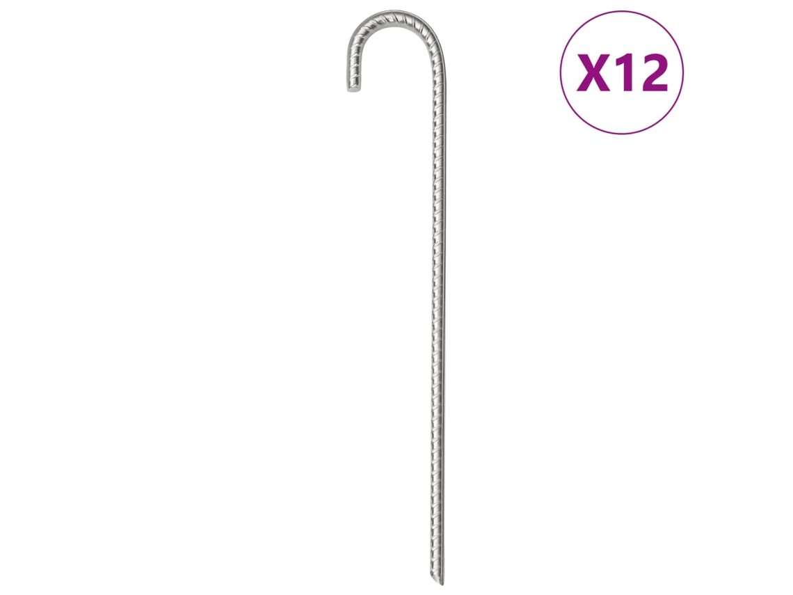 Vidaxl Estacas Para Tenda 12 Pcs 37 Cm Ø10 Mm Aço Galvanizado