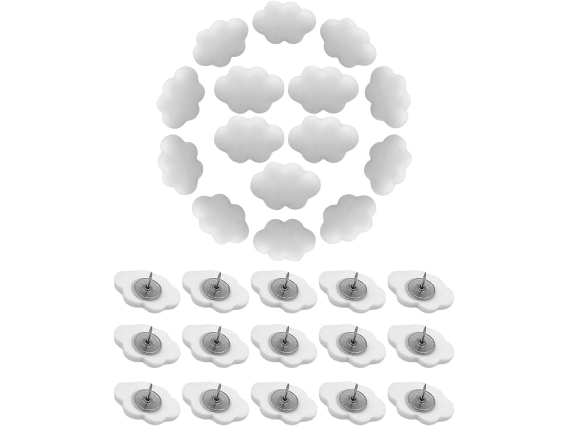 Tachinhas de resina em formato nuvem para quadro de avisos, 30 unidades, cor creme, design criativo e fácil de guardar.