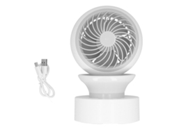 Mini Ventilador de Secretária Usb Recarregável com Cabeça a Balançar e Luz para Casa e Escritório LAXISCREED
