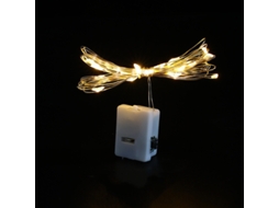 Cordão de Luzes Led. Alimentado por Bateria, 3 Modos de Piscar. Bateria Incluída. MDUG (luz Quente, 2m com 20 Leds)