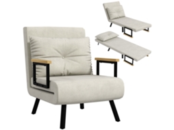 Sofá conversível 3 em 1, 2 lugares, mecanismo click clack, cama retrátil, encosto ajustável, 158x85x85 cm, marrom claro | S/MARCA