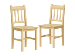 Conjunto 2 Cadeiras Sala Jantar Encosto Ripas Estrutura Madeira Pinho 41x46,5x85,5cm Madeira