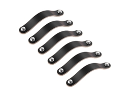 8 Manejos De Couro Preto De 128mm, Puxadores Para Armários, Gavetas E Móveis, Incluem Parafusos