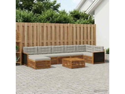 Vidaxl Conjunto De Sofás Para Exterior 8 Pcs Natural E Cinzento-claro