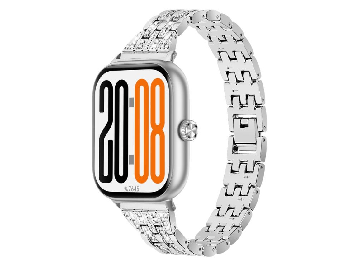 Bracelete para Honor Watch X5 Aço Inoxidável Cinco Contas Duas Fileiras de Diamantes Prateada XIAOMOYU