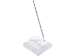 Caneta para Casamento com Base de Metal e Laço Tecido, Elegante Assinatura, Ideal Recepção Certificado Casamen