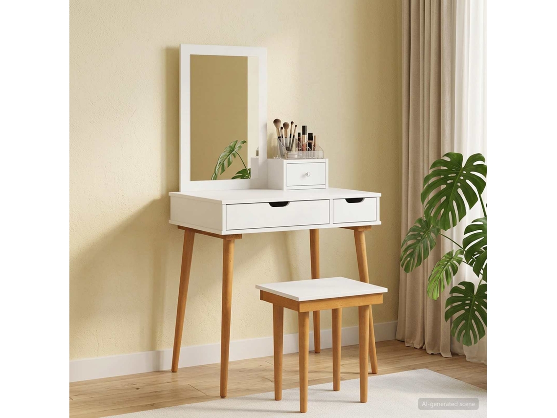 Vidaxl Conjunto De Mesa De Vestir Fauske 4 Unid. Branco